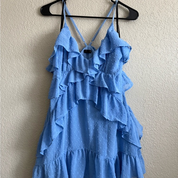 Blue Ruffled Mini Dress - Picture 5 of 8